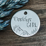 Daddy's Girl - Mountains - Pet ID tag - Dog tag - Pet Name Tag - Hand Stamped - Personalized - Sun - Custom - Dog Tag - Floral - Girly - Dad