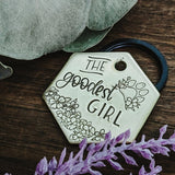 Pet ID tag - The Goodest Girl - Dog tag - Pet Name Tag - Hand Stamped - Personalized - Sun - Custom - Dog Tag - Good dog - Best dog - Cute