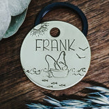 Pet ID tag - Fishing Gnome - Dog tag for dogs - Pet Name Tag - Hand Stamped - Personalized - Custom - Dog Tag - Boat - Fish - Lake - Water