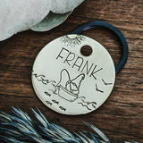 Pet ID tag - Fishing Gnome - Dog tag for dogs - Pet Name Tag - Hand Stamped - Personalized - Custom - Dog Tag - Boat - Fish - Lake - Water