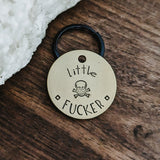 Pet ID Tag - Little F***er - Cat tag for cats - Pet Name Tag - Hand Stamped - Personalized - Cat Collar - Small dog - Cat Tag - Small tag