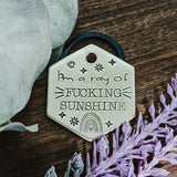 Pet ID Tags - Ray of F***ing Sunshine- Dog tag for dogs - Pet Name Tag - Hand Stamped - Dog Collar - Sun - Dog Tag - Dog Toys - Funny -