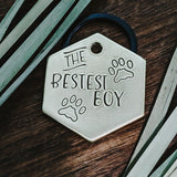 Pet ID tag - The Bestest Boy - Dog tag - Pet Name Tag - Hand Stamped - Personalized - Sun - Custom - Dog Tag - Good dog - Best dog - Cute