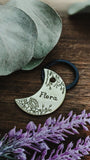 Pet ID tag - Floral Moon - Dog tag for dogs - Pet Name Tag - Hand Stamped - Personalized - Dog Collar - Custom - Dog Tag - Crescent