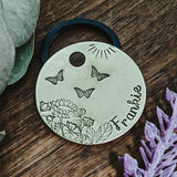 Pet ID tag - Floral Butterfly's - Dog tag for dogs - Pet Name Tag - Hand Stamped - Personalized- Custom - Dog Tag - Leaf - Floral - Sunny