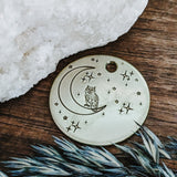 Pet ID tag - Midnight Owl - Dog tag for dogs - Pet Tag - Hand Stamped - Personalized - Custom - Moon - Great Horned - Twinkle - Stars -