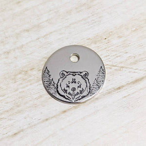 Grizzly bear 1" ID Tag