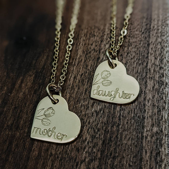 Mother & Daughter matching Heart Necklaces