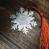 Puppies First Christmas - Customizable Snowflake Ornament