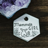 Momma's Girl - Bunny - Pet ID tag - Dog tag - Pet Name Tag - Hand Stamped - Personalized - Sun - Custom - Dog Tag - Rabbit - Small dog