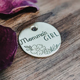 Momma's Girl - Cosmo Floral - Pet ID tag - Dog tag - Pet Name Tag - Hand Stamped - Personalized - Custom - Dog Tag - Flowers - Small