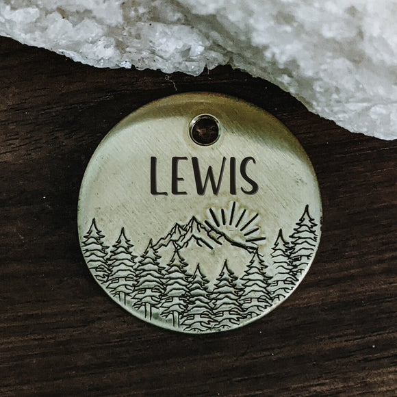Mount Fairweather - Pet ID tag - Dog tag for dogs - Pet Name Tag - Hand Stamped - Personalized - Custom - Mountains - Backcountry - Sun
