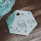 Space Raccoon - Pet ID tag - Dog tag for dogs - Pet Name Tag - Hand Stamped - Personalized - Dog Collar - Custom - Dog Tag - Planets - Stars
