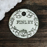 Floral Dog - Pet ID tag - Dog tag for dogs - Pet Name Tag - Lab - Labradors - Personalized- Custom - Dog Tag - Ginko - Leaf - Floral - Rose