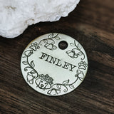 Floral Dog - Pet ID tag - Dog tag for dogs - Pet Name Tag - Lab - Labradors - Personalized- Custom - Dog Tag - Ginko - Leaf - Floral - Rose