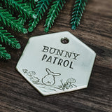 Bunny Patrol - Rabbit - Pet ID tag - Dog tag - Pet Name Tag - Hand Stamped - Personalized - Tree - Custom - Dog Tag - Hunter - Wildlife