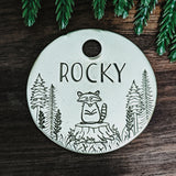 Rocky Raccoon - Pet ID tag - Dog tag for dogs - Pet Tag - Hand Stamped - Personalized - Custom - Wildlife - Canadian - Animals - Raccoon