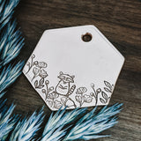Floral Raccoon - Pet ID tag - Dog tag for dogs - Pet Tag - Hand Stamped - Personalized - Custom - Wildlife - Canadian - Animals - Raccoon