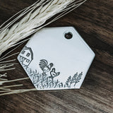 Farm Life - Pet ID tag - Dog tag for dogs - Pet Name Tag - Hand Stamped - Personalized - Custom - Rooster - Cow - Pig - Chicken - Far