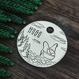 Gnome Gone Fishing - Pet ID tag - Dog tag for dogs - Pet Name Tag - Hand Stamped - Personalized - Fishing - Backcountry - Fish - Gnomes -